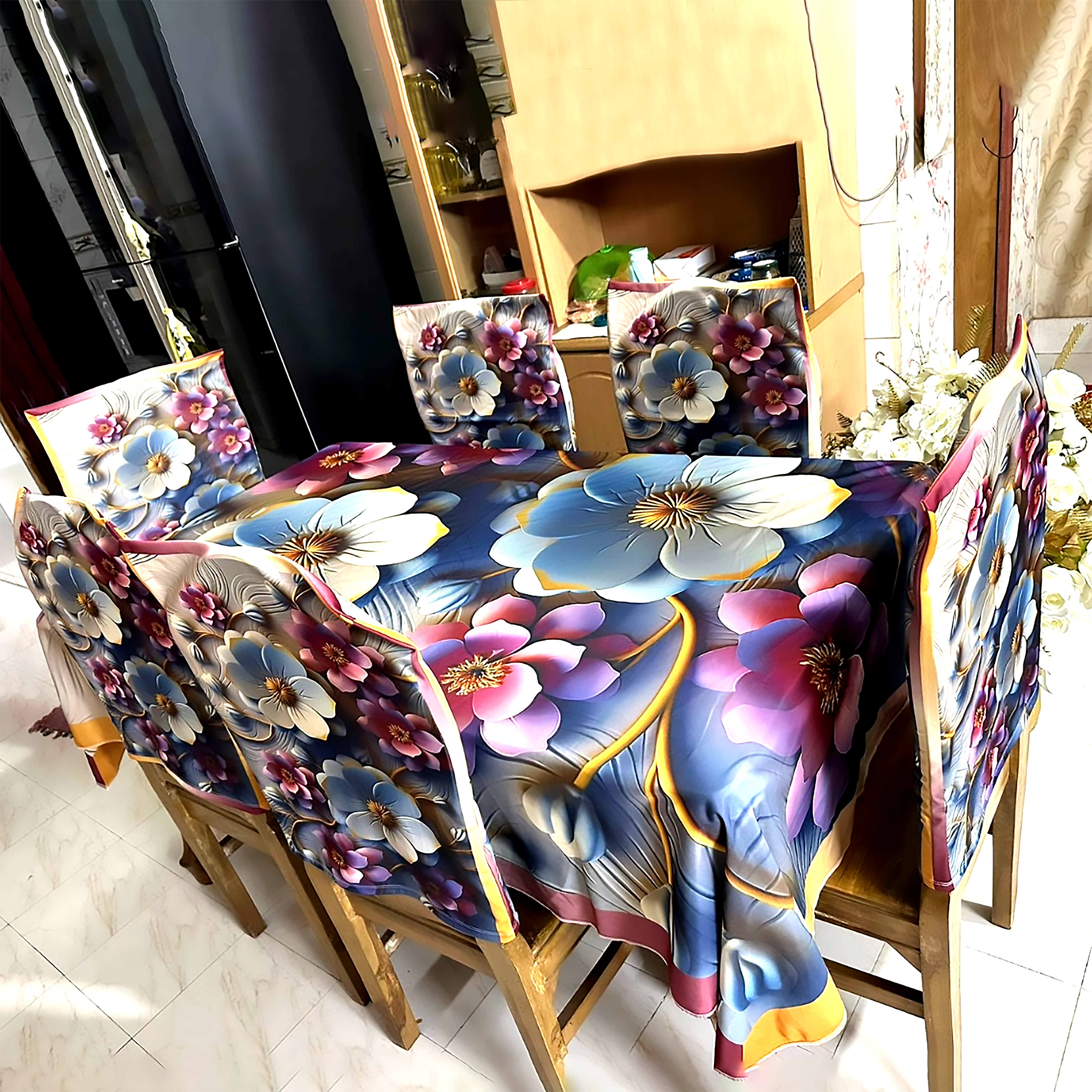 China Premium 3D Print Table Cloth Set